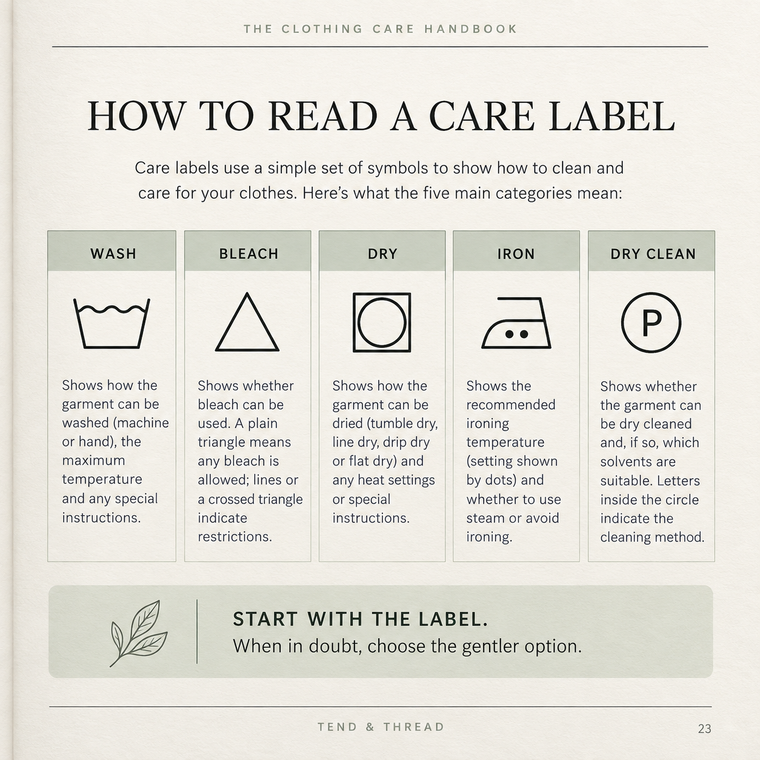 Sample page from The Clothing Care Handbook.